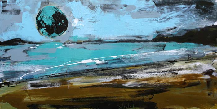 Christian Nicolson nz contemporary abstract artist, paintings, blue moon